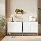 HOMCOM - Buffet moderne 31,5 po L avec portes rainurées - blanc-Pieds hauts de 6,9 po (17,5 cm) permettant un nettoyage facile sous le meuble avec un aspirateur robot 