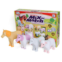 Popular Playthings - PPY62002 Mélange magnétique ou assortiment Animaux de la ferme - Pastel-Les pièces magnétiques vous permettent de construire quatre animaux de ferme familiers ou de mélanger les pièces pour créer une toute nouvelle espèce.