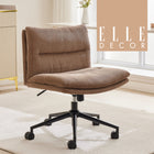 Elle Décor - Fauteuil jambes croisées Arabella recouvert de tissu - Brun Pâle-Siège et dossier mi-hauteur confortables, larges et entièrement coussinés