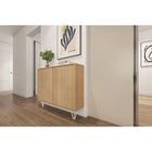 Nexera - Console de rangement 2 portes Slim, Érable doré-Facile et rapide à monter, ce meuble de la collection Slim nécessite d'être fixé au mur