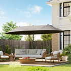 Outsunny - Parasol de patio double face avec double auvent - 15 pi - gris-Grand parasol à double toit de 8,7 pi de diamètre avec une hauteur de 7,8 pi pour une large couverture contre le soleil