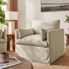 Modway - Wellfleet Slipcover Mélange de lin Fauteuil - Lin-Deux coussins décoratifs