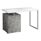 Monarch Specialties - 7648 Bureau 48 po L - Blanc/Simili-Ciment/ Metal Argent/L/R-Un bureau d'ordinateur moderne de 48 pouces de long dans un style moderne, avec une configuration réversible pour une installation à gauche ou à droite, parfait pour créer un espace de travail fonctionnel dans votre bureau à domicile.