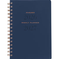 AT-A-GLANCE - Agenda scolaire hebdomadaire/mensuel Signature 2026-2027 - 8 1/2 po H x 5 3/8 po l - bleu marine - bilingue-13 mois : juillet 2026 à juillet 2027