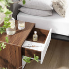 Modway - Transmit 2 tiroirs Table de chevet, Blanc noyer-Stratifié lisse à grain de bois