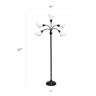 Simple Designs - Lampe de sol noire à col de cygne réglable, 5 lampes, abat-jour blanc-Réglages de lumière disponible: 2 lumières allumées, 3 lumières allumées, 5 lumières allumées, Off