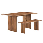 Modway - Amistad Bois de 60" Table à manger et ensemble de banc - Noyer-Table à manger moderne et banc