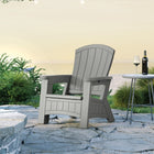 Suncast - Chaise Adirondack avec rangement - Gris colombe-Le rangement intégré pratique offre de l’espace pour les coussins et les accessoires extérieurs, avec une limite de poids maximale de 50 lb.