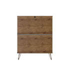 Manhattan Comfort - Ensemble de commodes de chambre à coucher mid-century modern rockefeller - nature et gris texturé - ensemble de 2-Garantie limitée du fabricant de 30 jours