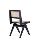 Manhattan Comfort - Lot de 2 chaises de salle à manger Hamlet 44,8 cm style industriel chic - noir et cannage naturel-Dossier de chaise carré unique en rotin