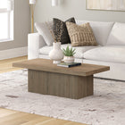 Hudson&Canal - Table basse rectangulaire Torren (122 cm de largeur) - Chêne gris vieilli-Nettoyer avec un chiffon doux et sec, sans produits chimiques agressifs ni produits de nettoyage abrasifs