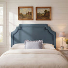 Modway - Magnolia Taille Velvet Performance Résistant aux Taches Tête de lit Queen size - Bleu Cadet-Silhouette festonnée