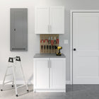 Prepac - Cabinet de base de rangement Elite 32 po avec portes à panneaux, cabinet de salle de bains avec 1 étagère ajustable - Blanc-Fini en stratifié noir profond durable