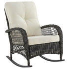 Manhattan Comfort - Fauteuil à bascule de patio traditionnel Fruttuo 75 cm, tressage gris mélangé et crème-Chaise berçante d'extérieur traditionnelle pour patio