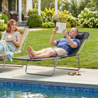 Outsunny - Chaise longue d’extérieur - chaise pliante inclinable réglable - noir-Dossier réglable en 5 positions - de 0 à 180 degrés pour répondre à vos besoins de confort