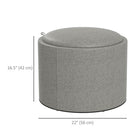 HOMCOM - Table basse ronde avec plateau, espace de rangement et revêtement - gris-Peut être utilisé comme table basse, table d’appoint, repose-pieds ou boîte de rangement 