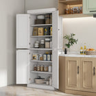 HOMCOM - Armoire de cuisine autoportante à 4 portes avec étagères - blanc-Deux étagères réglables permettent de stocker facilement des objets surdimensionnés sans se soucier de leur adaptation 