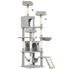PawHut - Arbre à chat, grande tour de 76 po avec poteaux à griffer - gris clair-Cette tour à plusieurs niveaux de 75,6 po (192 cm) répond aux instincts naturels d’escalade de votre chat 