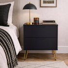 Manhattan Comfort - Table de chevet Avira 20" style milieu du siècle moderne à 2 tiroirs - Noir-Comprend deux grands tiroirs avec des glissières faciles pour une utilisation fluide