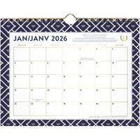 AT-A-GLANCE - Calendrier mural mensuel Emily Ley abeilles bleu marine 2026 - 8 1/2 po H x 11 po l - bilingue-Format des pages : 8 1/2 po H x 11 po l