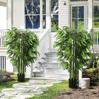 HOMCOM - Arbre de bambou artificiel 4,6 pi pour décoration intérieure - vert - lot de 2-Convient pour la maison, les bureaux, la chambre, le couloir et plus encore 
