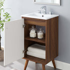 Modway - Transmit 18" Vanette de salle de bain - Blanc noyer-Bassin d’évier en céramique