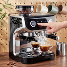 HOMCOM - Machine à espresso avec broyeur intégré et mousseur à lait - noir-Le préchauffage rapide de 25 à 30 secondes assure une préparation plus rapide et une saveur de café parfaitement riche