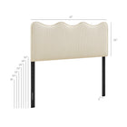 Modway - Athena Rayé Tissu tapis Tête de lit Queen size, Rayures d’avoine-Conception à vagues festonnées