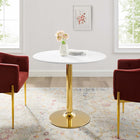 Modway - Verne 35 po Table à manger, Or Blanc-Plateau en MDF