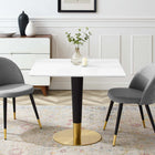 Modway - Zinque 36 po Carré Table à manger, Or Blanc-Plateau en MDF