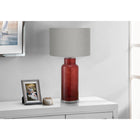 Monarch Specialties - Luminaire - 28 po H Lampe De Table - Verre Rose Poussiéreux - Abat-Jour Gris - Contemporain - Moderne-L'interrupteur à bouton rotatif marche/arrêt, compatible avec une ampoule standard de 100 watts (ampoule non incluse), permet d'obtenir un éclairage homogène pour les soirées tranquilles ou les rassemblements animés