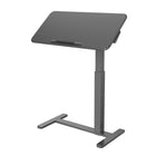 ShoppingAll - Table D’Appoint Mobile Réglable Pneumatique Avec Roulettes Cachées Et Plateau Inclinable 31,5" – Noir-Base En Acier À Profil Bas : Avec une hauteur de seulement 3 cm (1,2 po), la base glisse facilement sous un lit ou un canapé.