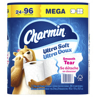 Charmin Ultra Soft Papier Hygienique - 24 Rouleaux Mega de 208 Feuilles-L'emballage comprend 24 rouleaux Mega (208 feuilles par rouleau) de papier hygienique Charmin Ultra Soft