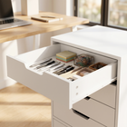 HOMCOM - Classeur vertical à 6 tiroirs avec roulettes verrouillables - blanc-Fabriqué en panneau de particules robuste, supporte jusqu’à 66 lb 