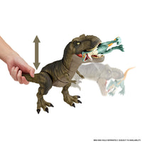 Mattel - Figurine Tyrannosaure Rex Thrash 'N Devour Jurassic World-Recréez les scènes palpitantes du film « Jurassic World : Le Monde d’après » à la maison avec ce Tyrannosaure Méga Prédateur qui s’accompagne d’un look marbré, de points d’articulation, de sons réalistes et de mouvements d’attaque !