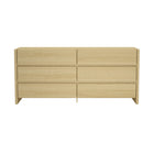 Manhattan Comfort - Linda 72" Moderne Commode Double à 6 Tiroirs - Chêne Naturel-Commode double moderne pour chambre et salon