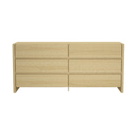 Manhattan Comfort - Linda 72" Moderne Commode Double à 6 Tiroirs - Chêne Naturel-Commode double moderne pour chambre et salon