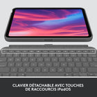 Étui clavier Logitech Combo Touch pour iPad A16/ 10.9" (10e génération) - Anglais - Gris Oxford-Jusqu'à 16 niveaux de rétroéclairage réglable