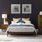 Modway - Lodge Bois Cadre de lit plateforme Queen in Noyer-Fond de teint solide pour matelas