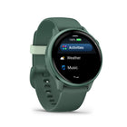 Garmin - vivoactive 6, vert jaspe métallisé avec bracelet vert jaspe-OPTIONS D'ENTRAÎNEMENT - Des suggestions quotidiennes de marche aux exercices étape par étape pour la musculation, le HIIT, le yoga, le Pilates, la mobilité et bien plus encore, bouger n'a jamais été aussi simple. Trouvez simplement les entraînements animés dans l'application Garmin Connect et téléchargez-les sur votre montre connectée. Améliorez votre souplesse et votre force grâce à de nouveaux entraînements de mobilité téléchargeables e