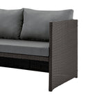 Manhattan Comfort - Ensemble de 3 : canapé 2 places et fauteuil lounge de patio moderne Menton avec table basse - marron et gris-Structure en acier enveloppée de rotin en PVC parfaite pour l'extérieur