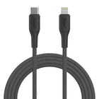 AXS - PROCharge Câble Tressé Premium USB-C vers Lightning (2.4M) - Noir/Blanc-Fabriqué à partir de matériaux recyclés