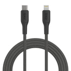 AXS - PROCharge Câble Tressé Premium USB-C vers Lightning (2.4M) - Noir/Blanc-Fabriqué à partir de matériaux recyclés