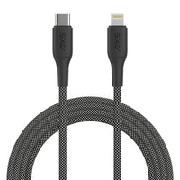 AXS - PROCharge Câble Tressé Premium USB-C vers Lightning (2.4M) - Noir/Blanc-Fabriqué à partir de matériaux recyclés