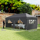 Outsunny - Tente gazébo de réception d'extérieur à pliage facile 10 pi l x 20 pi L - Noir-Parois latérales avec attaches à crochets et boucles pour un montage et un démontage faciles, 4 avec grande fenêtre à carreaux pour une visibilité maximale