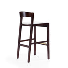 Manhattan Comfort - Tabouret de bar klismos 20" style milieu du siècle moderne, rembourré en similicuir ivoire et noyer foncé, lot de 2-Comprend un repose-pieds en métal doré