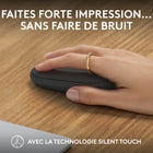 Logitech - Pebble Mouse 2 M350s fine sans fil Bluetooth, portable, légère, boutons personnalisables - Graphite-Faites discrètement forte impression: laissez votre travail parler plus fort que vos clics. La discrète souris Pebble Mouse 2 M350s dotée de la technologie Silent Touch élimine 90% du bruit des clicsv
