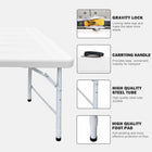 Homy Casa - Table pliante portative en plastique effet bois de 4 pi avec 4 hauteurs réglables - Blanc-Le format de 4 pi est idéal pour le camping, les pique-niques et les fêtes