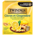 Twinings - Sachets de tisane citron et gingembre - paquet de 50-Tisane naturellement sans caféine qui peut être dégustée à tout moment de la journée