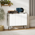 HOMCOM - Buffet moderne 36 po L, armoire latérale - gris-Convient à la salle à manger, la cuisine, le salon ou tout autre espace restreint nécessitant un peu plus de rangement 